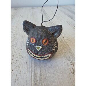 Shabby chic cat Halloween ornament vtg style